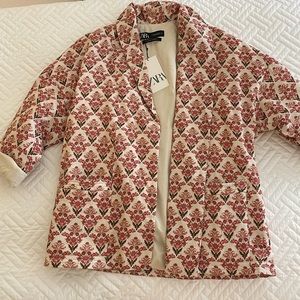 Zara Floral Print Puffer Jacket Spring XS NWT
